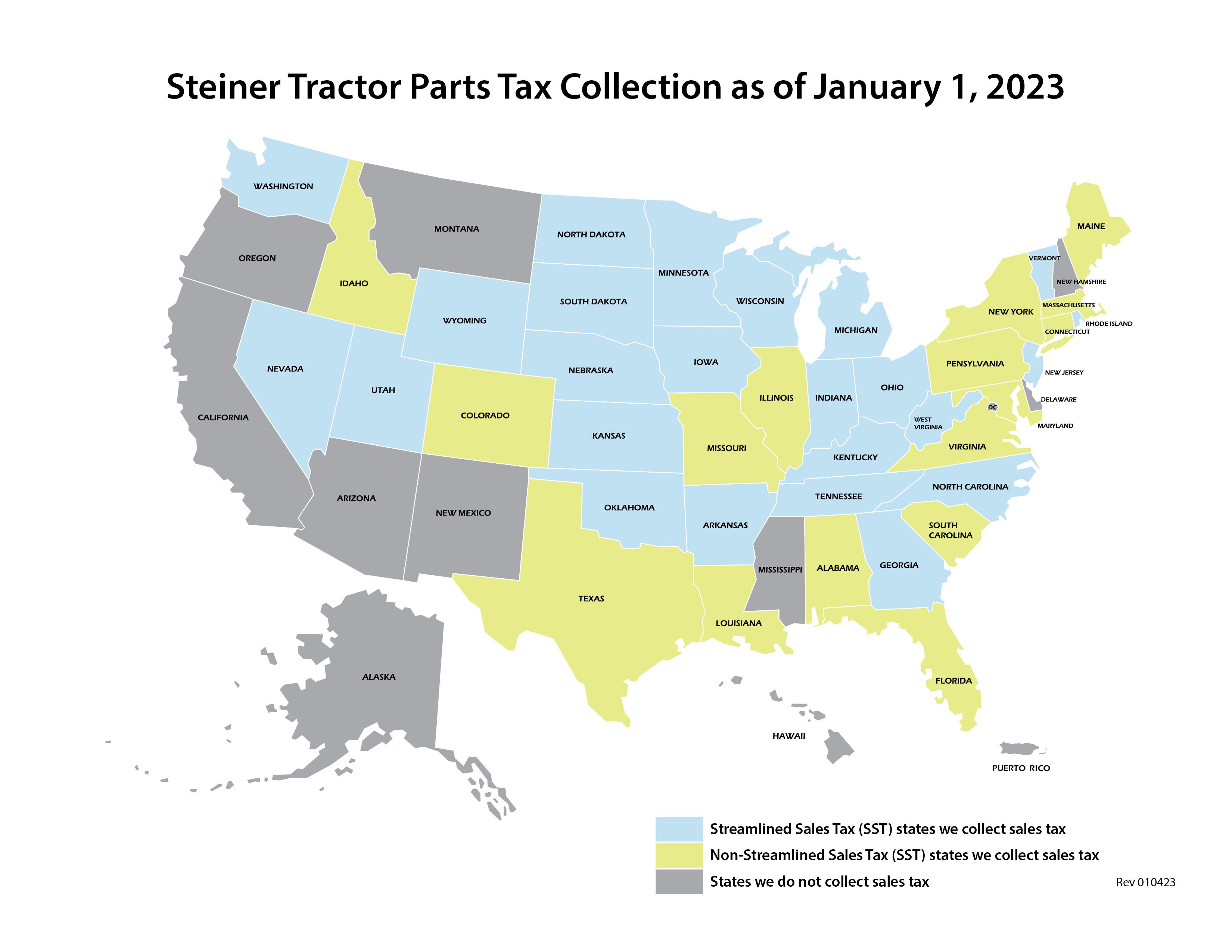 Sales Tax Information at Steiner Tractor Parts